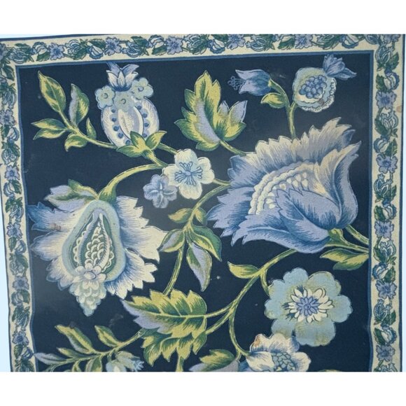 VTG April Cornell Floral Table Runner Plus 2 Place Mats W Navy Blue & Green Patt - Picture 3 of 16